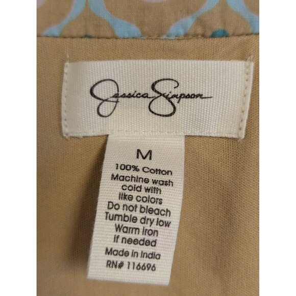 Jessica Simpson Womens Boho Tiered Dress M Multicolor Geometric Print Long Sleev - Picture 3 of 6